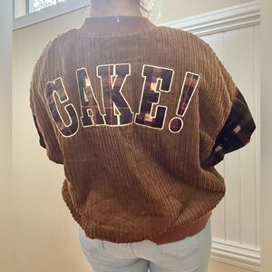 Brown Corduroy Jacket with Plaid Sleeves